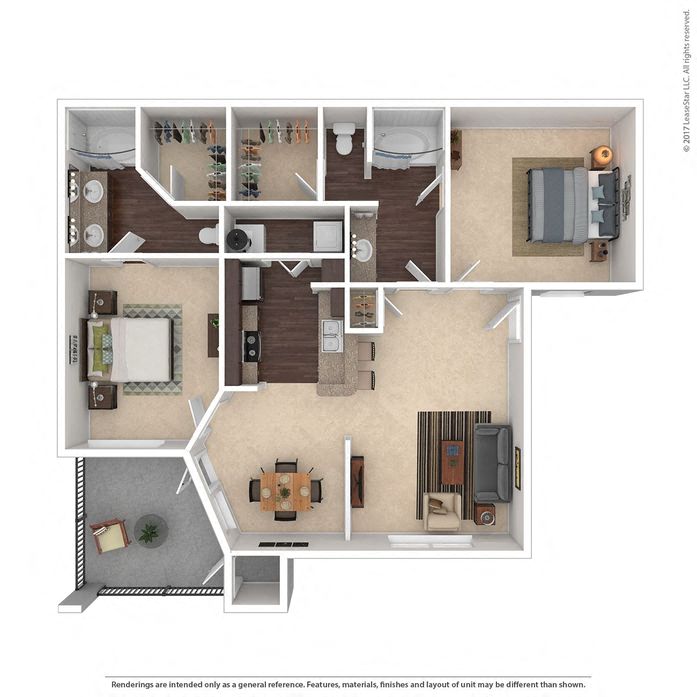 B3 2 Bed 2 Bath floor plan